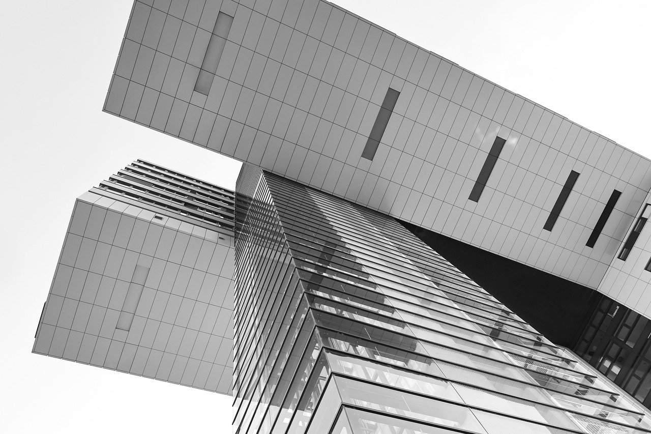 building, skyscraper, facade, architecture, house, perspective, balconies, city, monochrome